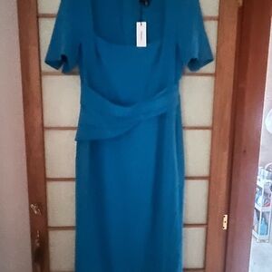 Karen Millen Petites size 6 midi Tourquise dress NWT
